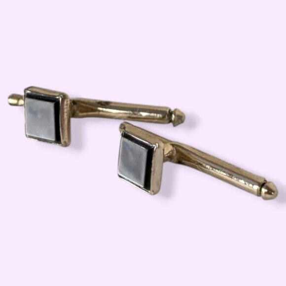 Pair of Vintage Square MOP Button Studs - Picture 3 of 5